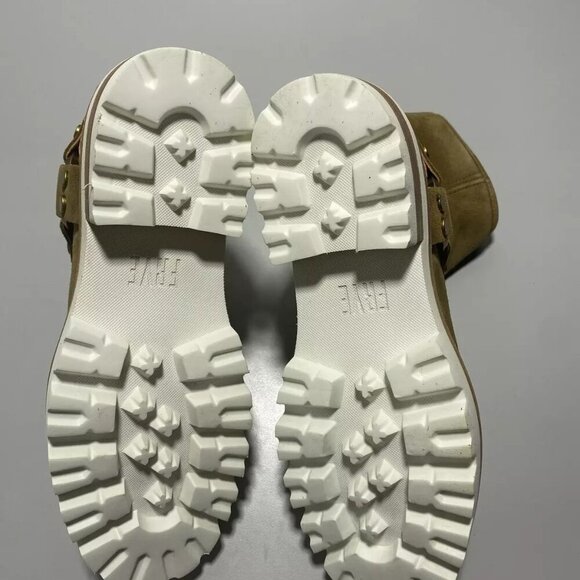 NEW FRYE Olivia Harness Short Suede Womens Size 8 Comfort Boot White Brown Gold - Picture 5 of 5